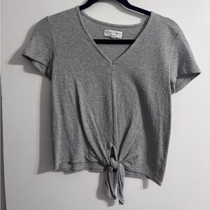 Madewell Heather Gray Tie-Front Top
